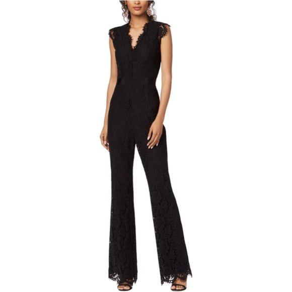 Rachel Zoe Reesa Scalloped Lace Jumpsuit, Black, 2 - Picture 2 of 12